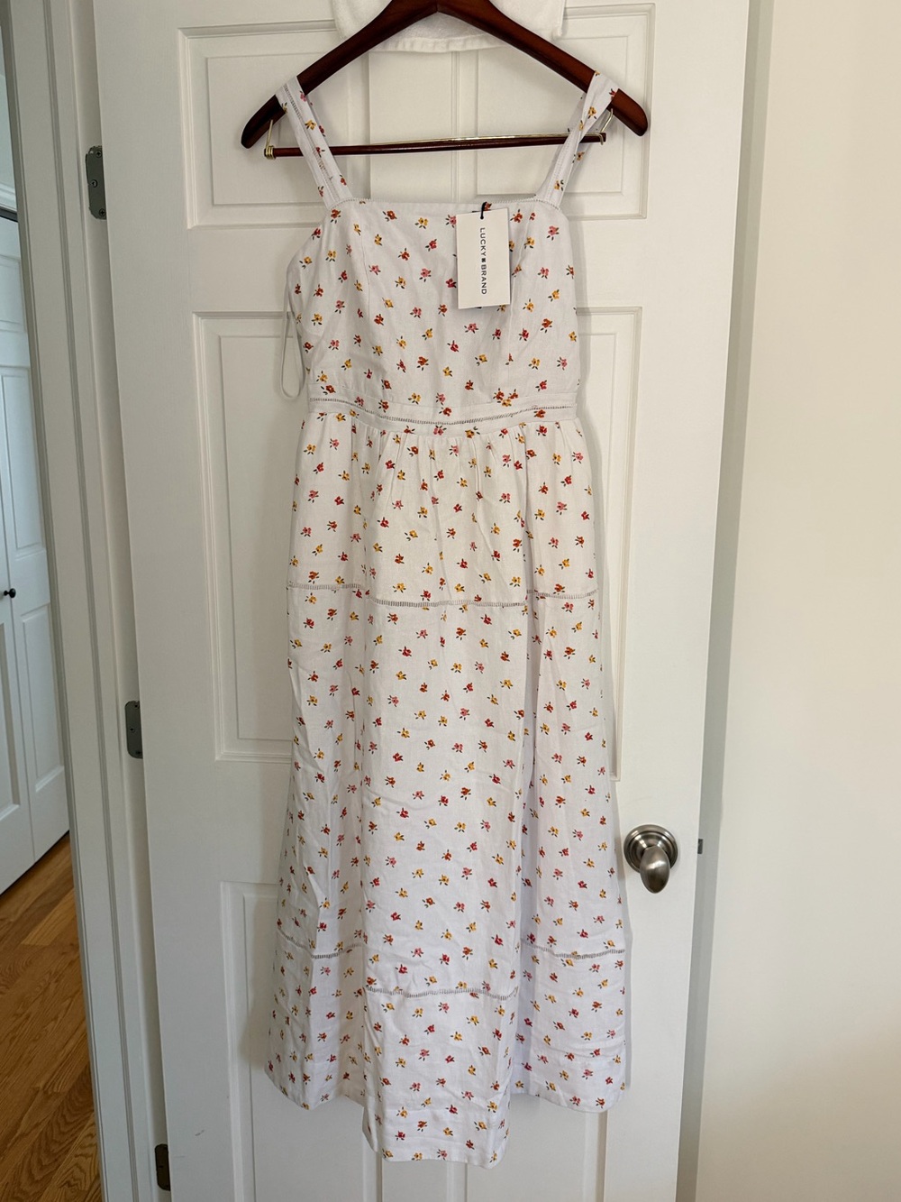 Lucky Brand White Floral Sundress with Red & Yellow Print size small NWT
